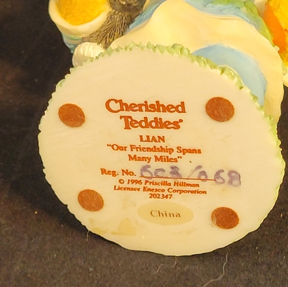 Vintage Cherished Teddies "Lian" figurine 4" 1996 Priscilla Hillman - Picture 6 of 8